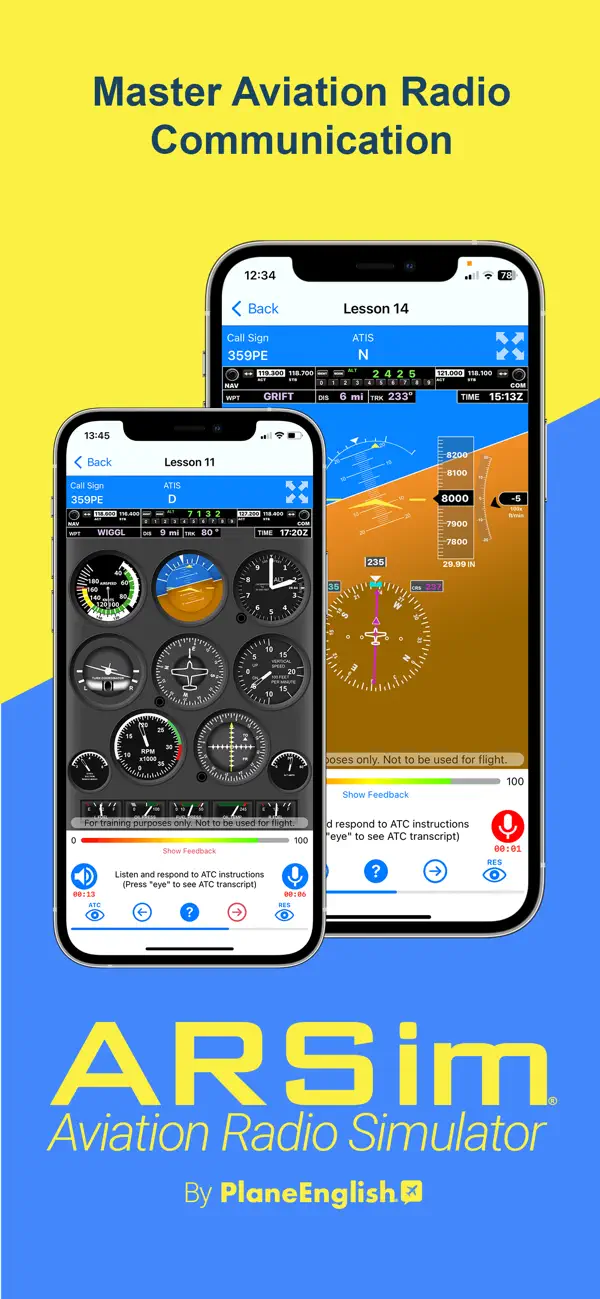 PlaneEnglish ARSim — aviation radio simulator with ATC communication