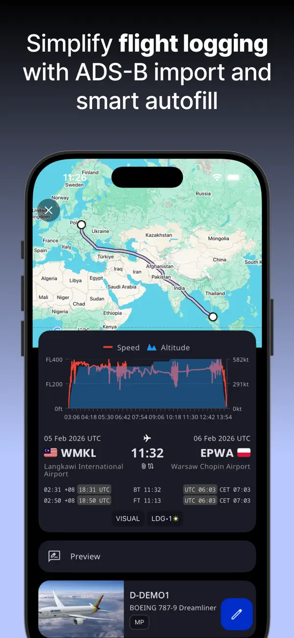 FLYLOG.io — flight logging with automatic calculations