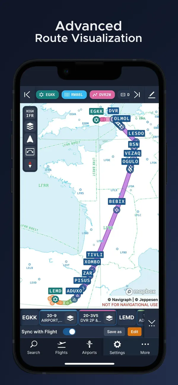 Navigraph Charts — SID/STAR selection